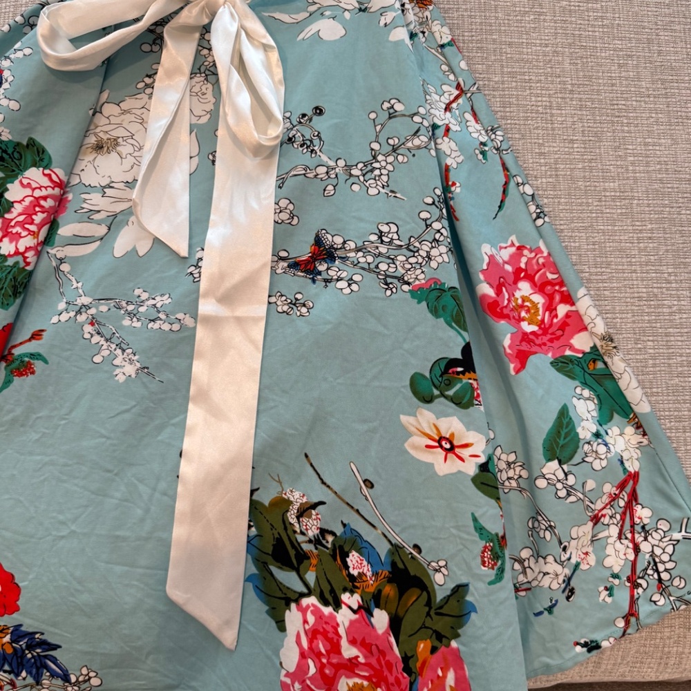 GARDENWEED Women’s Sleeveless fit & flare Party Dress, Aqua Floral Print Size M - Picture 10 of 16